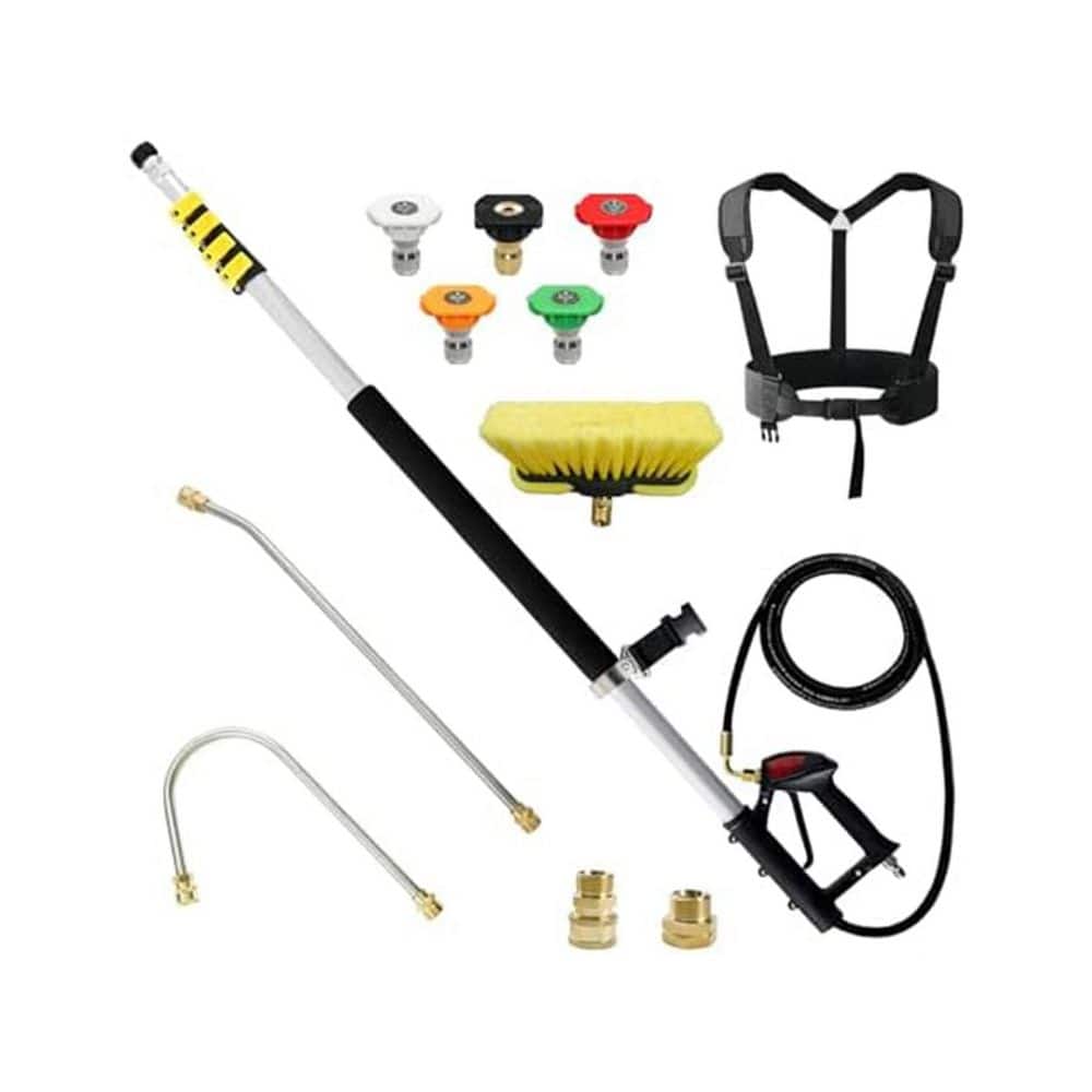24 ft. Telescoping Pressure Washer Wand Aluminum Gutter Cleaner Attachment 5 Spray Nozzle Tips 2 Hose Inlet Adapters price history on PriceWatchPro
