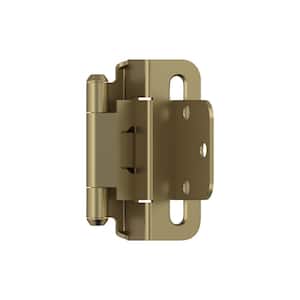 Golden Champagne 3/8 in (10 mm) Inset Self Closing, Partial Wrap Cabinet Hinge (2-Pack)