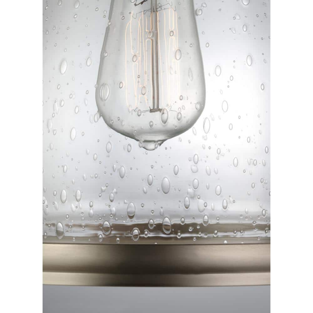 Satin Nickel Mini Pendant with Clear Seeded Glass Shade