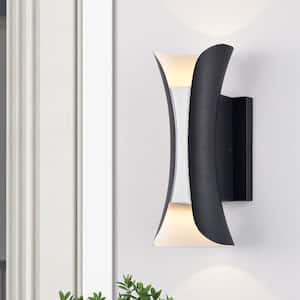 2-Light Black and White LED Outdoor Wall Sconce