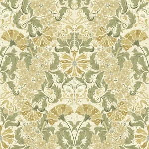 Ojvind Yellow Floral Ogee Wallpaper Sample