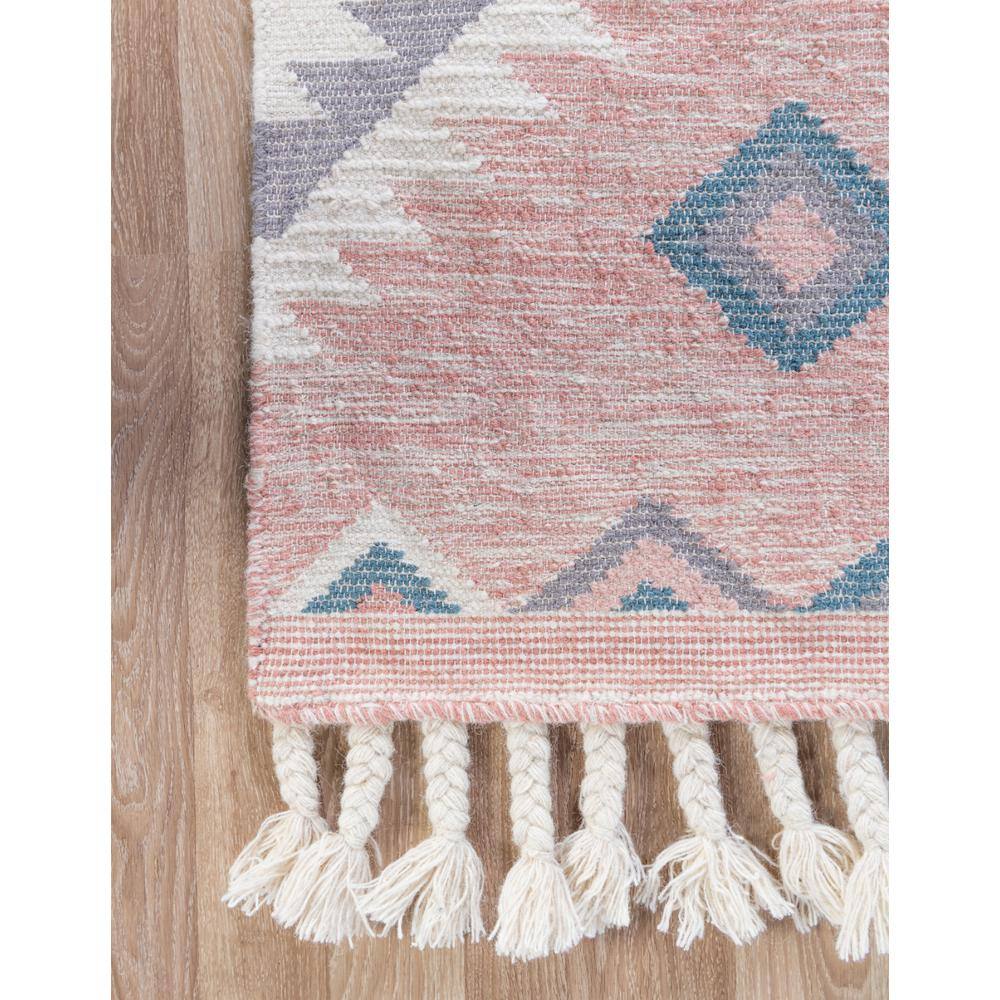 Handmade Pink Wool Geometric Flat Woven Area Rug 4x6