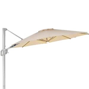 12 ft. Patio Offset Umbrella Cantilever Umbrella, Center light and Strip Lights in Beige