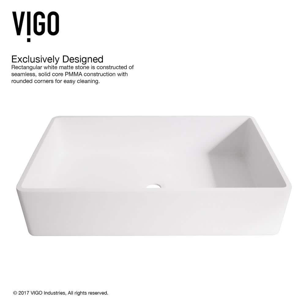 Magnolia 21" White Stone Rectangular Vessel Sink with Faucet