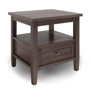 Warm Shaker Solid Wood 20 in. Wide Rectangle Transitional End Table in Warm Walnut Brown