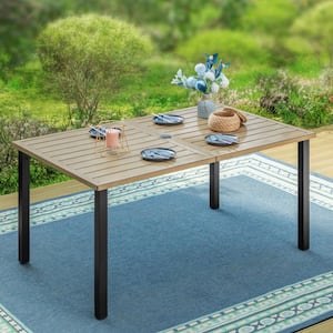 Sonkuki Rectangle Metal Outdoor Patio Dining Table with Durable