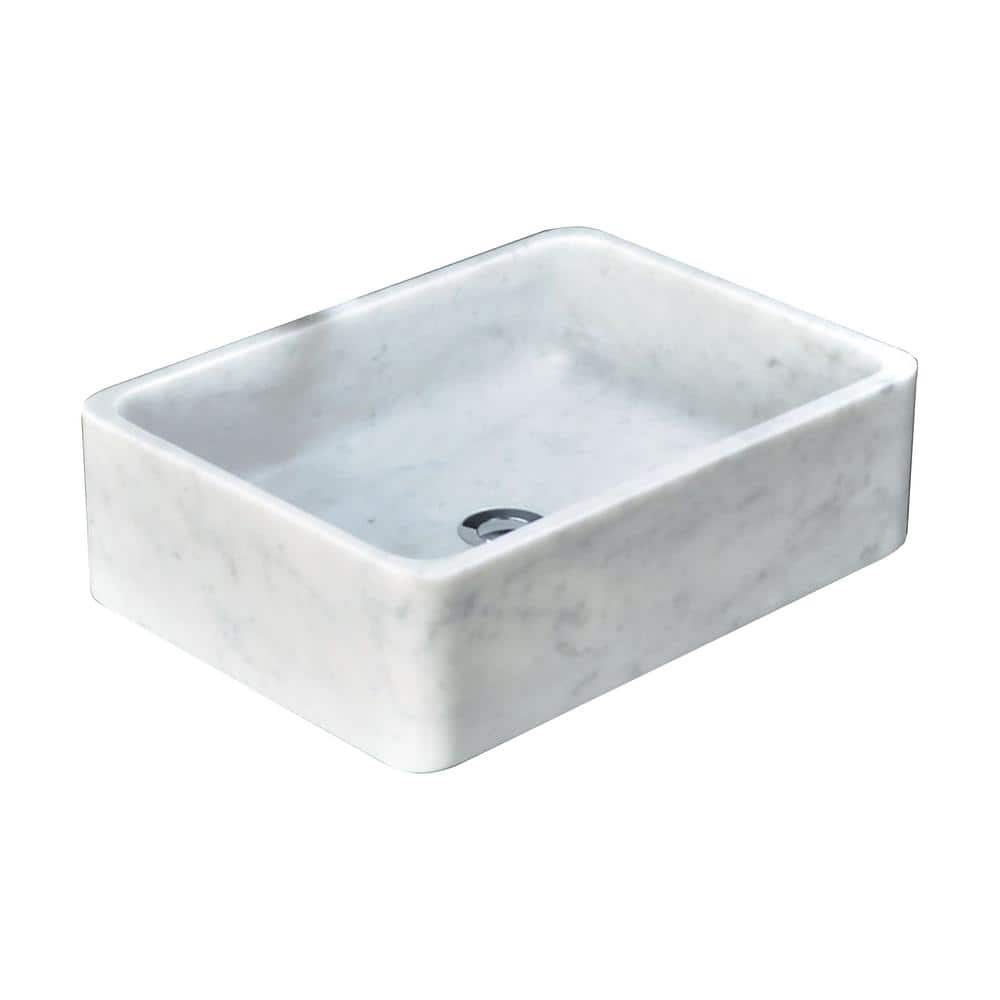 Carrera White Marble Rectangular Vessel Sink