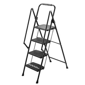 4.5 ft. 4-Step Steel Light-weight Folding Multi-Purpose Step Ladder Step Stool with Safety Handle (8 ft. Reach)