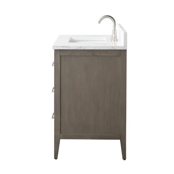 42 in. W x 22 in. D x 34 in. H Single Sink Bathroom Vanity Cabinet in Driftwood Gray with Engineered Marble Top