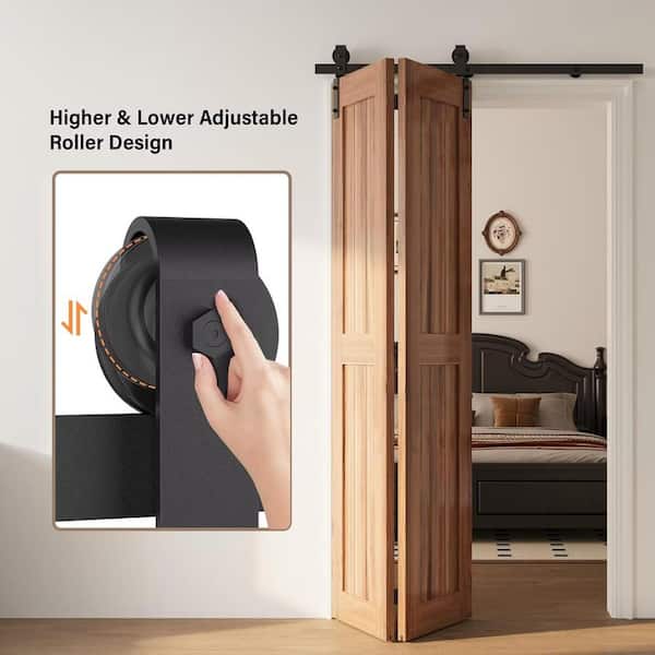 Bi-fold Barn Door Hardware Kit - 60" Black Bi Fold Sliding Track Set