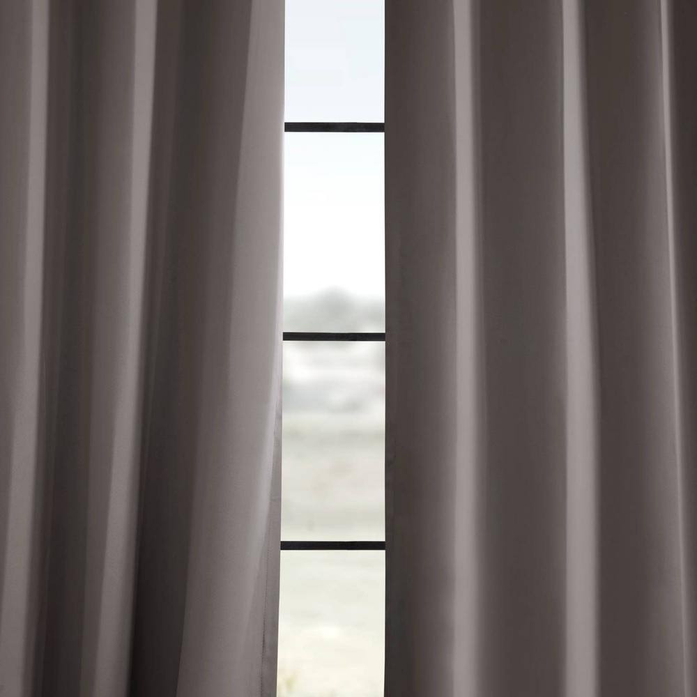 Neutral Grey Velvet Blackout Grommet Curtain Panel