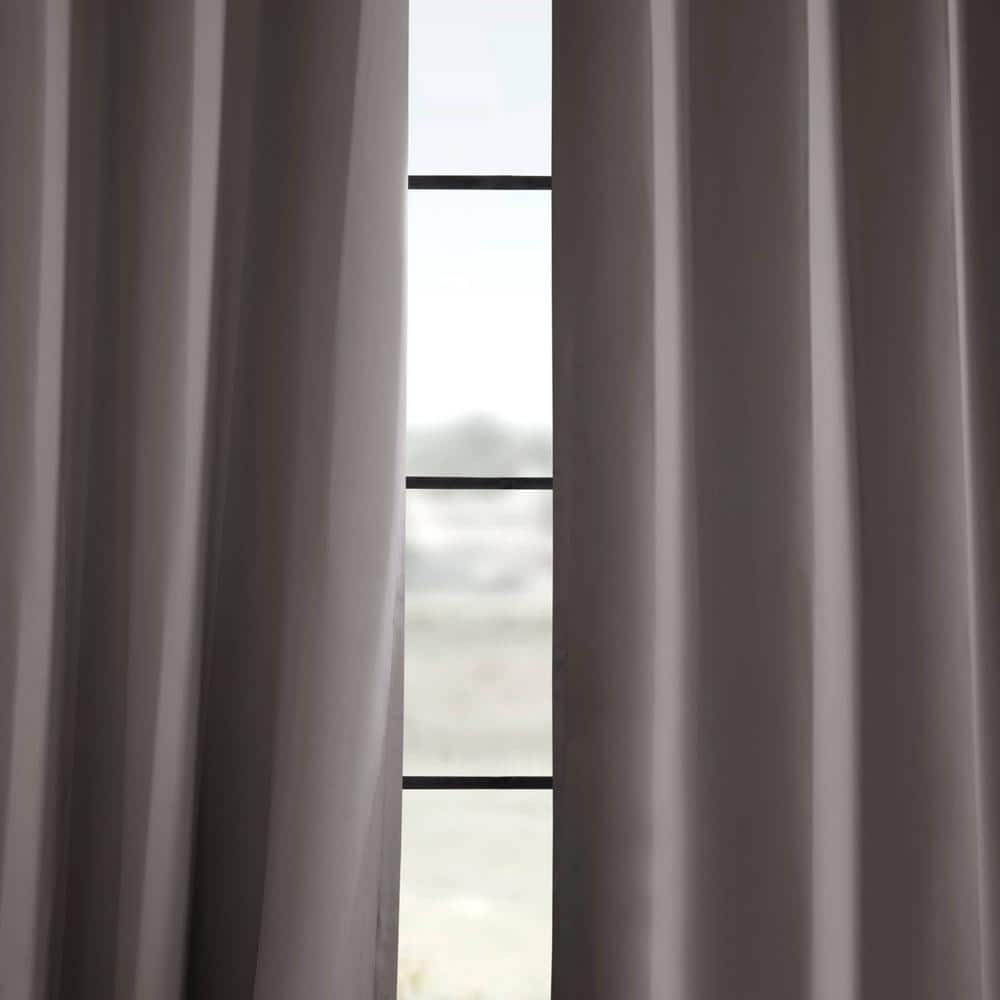 Neutral Grey Velvet Blackout Grommet Curtain Panel