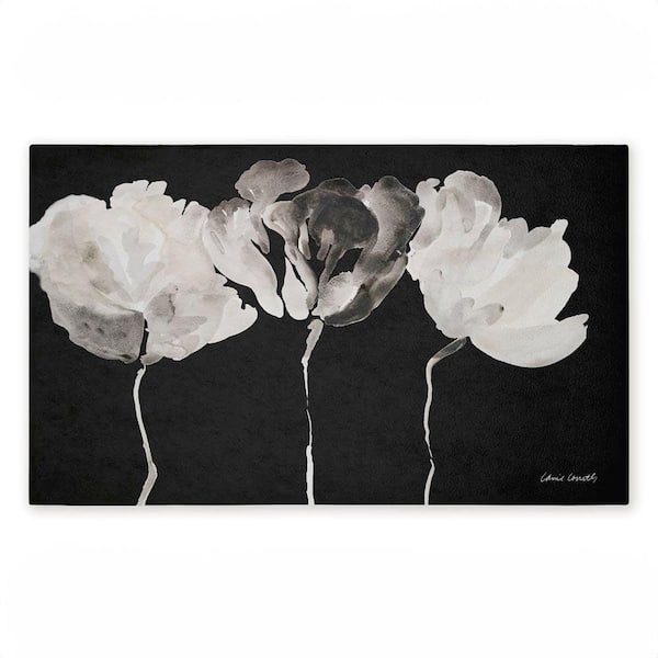 Trio in Light on Black 18 in. x 30 in. Polyester Non-Slip Outdoor Door Mat