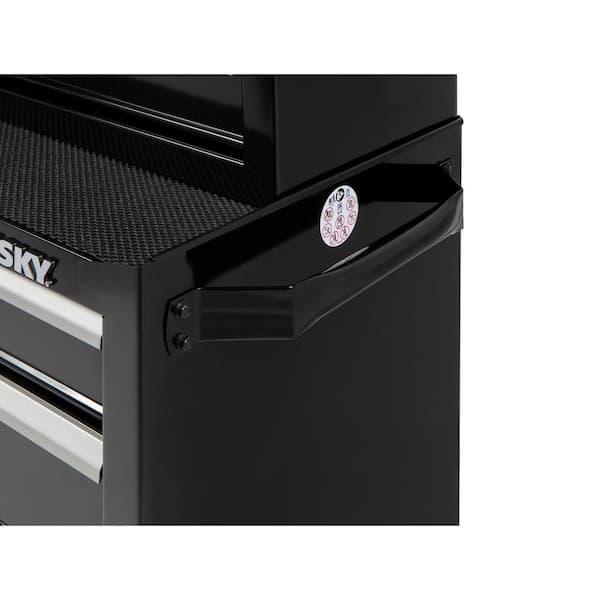 Husky 26.5 in. W x 18 in. D Standard Duty 4-Drawer Rolling Tool Cabinet in  Gloss Black HKST98066BK - The Home Depot
