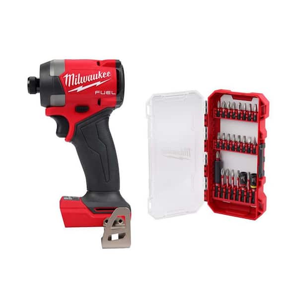 M18 FUEL 18V Lithium-Ion Brushless Cordless 1/4 in. Hex Impact Driver with 25PC SHOCKWAVE Impact Screw Driver Bit Set