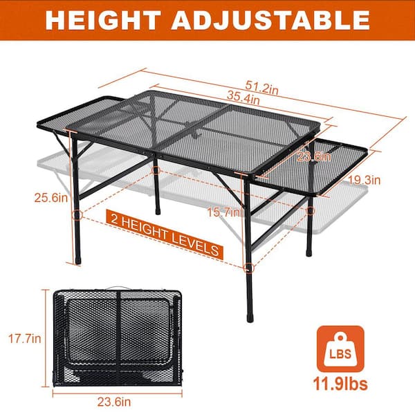 4.4 ft. Folding Grill Table, Portable Camping Table with Extension