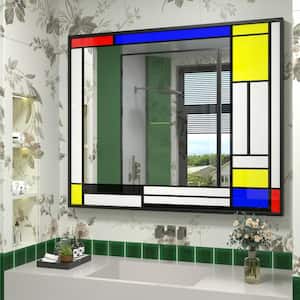 40 in. W x 32 in. H Rectangular Tempered Glass and Aluminum Alloy Framed Window Pane Wall Decor Bathroom Vanity Mirror