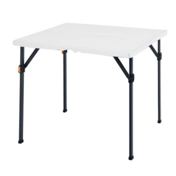 34 in. White & Grey Indoor/Outdoor Folding Square Card Table, Seats 4