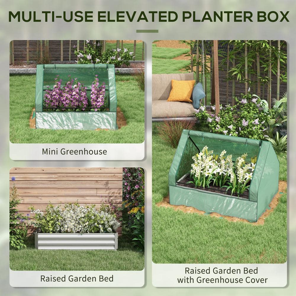 Galvanized Steel Raised Garden Bed with Greenhouse Cover, 36.25" x 49.25"