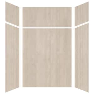 Expressions 48 in. x 60 in. x 96 in. 4-Piece Easy Up Adhesive Alcove Shower Wall Surround in Bleached Oak