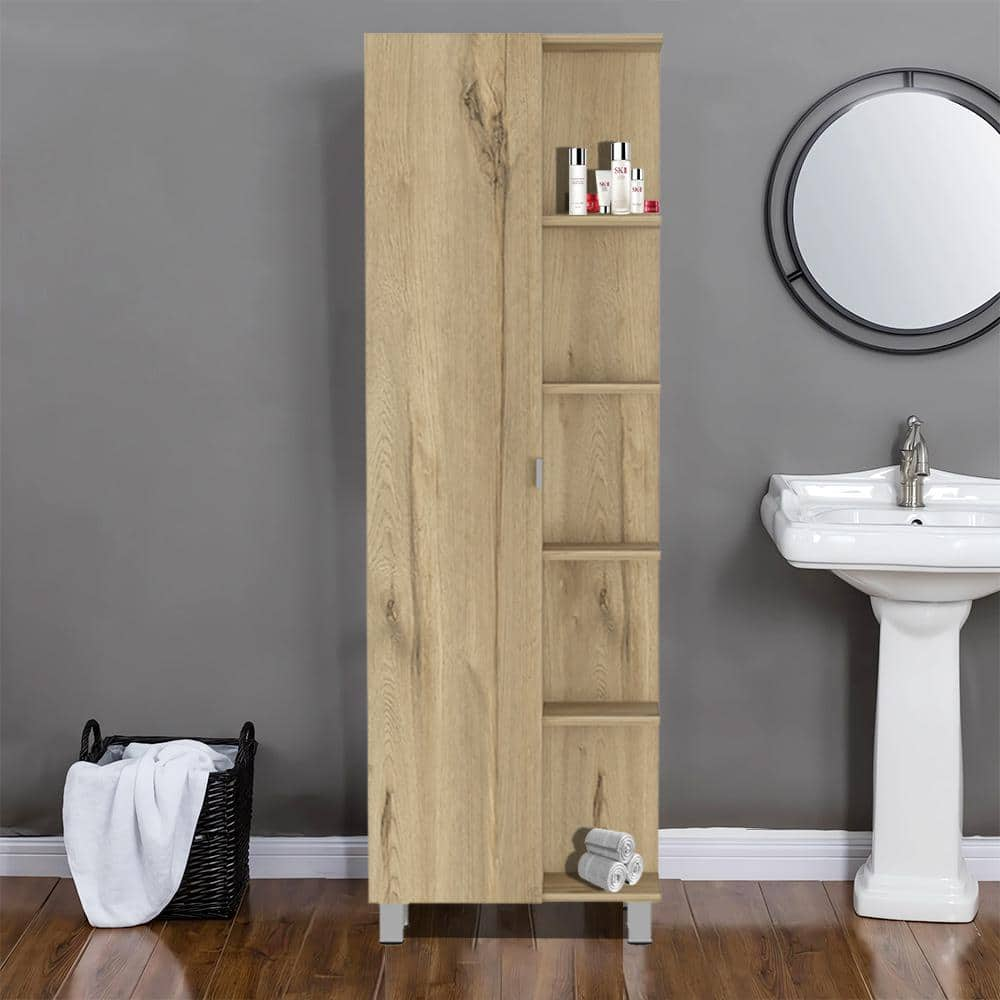 Zeus & Ruta 20.16 in. W x 8.46 in. D x 62.2 in. H Light Brown Bathroom ...