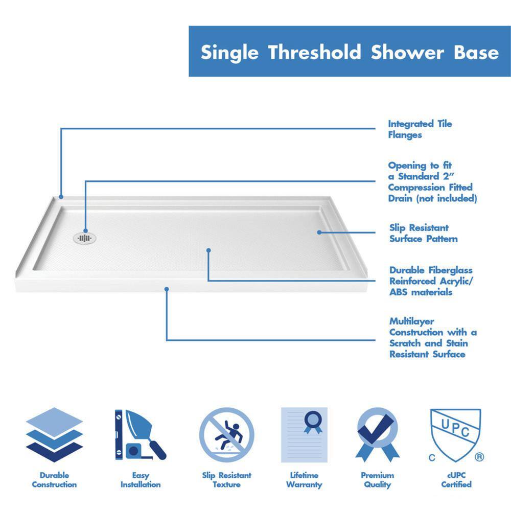 Encore 60" x 30" Clear Glass Semi-Frameless Sliding Shower Kit