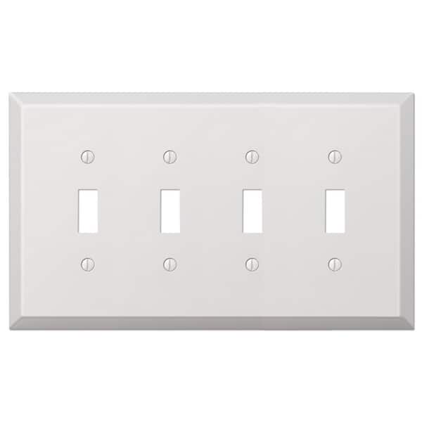 Oversized 4-Gang White Toggle Metal Wall Plate