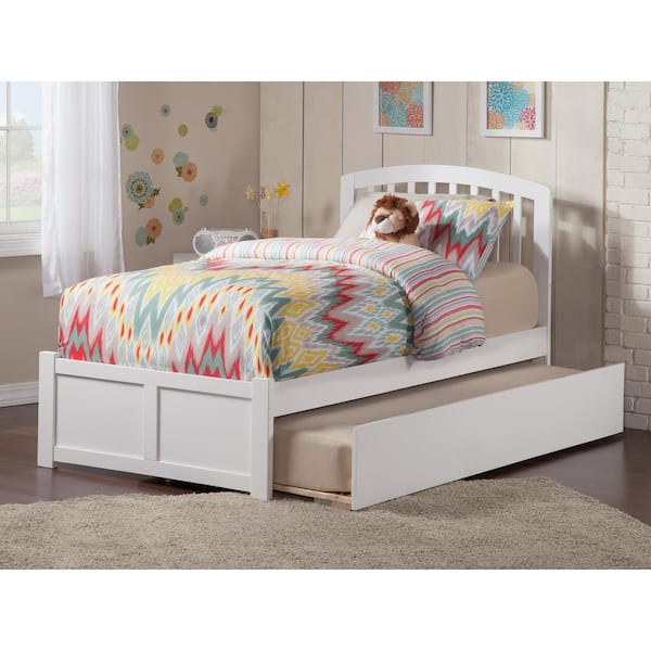 AFI Richmond White Twin Platform Bed with Flat Panel Foot Board and Twin Size Urban Trundle Bed