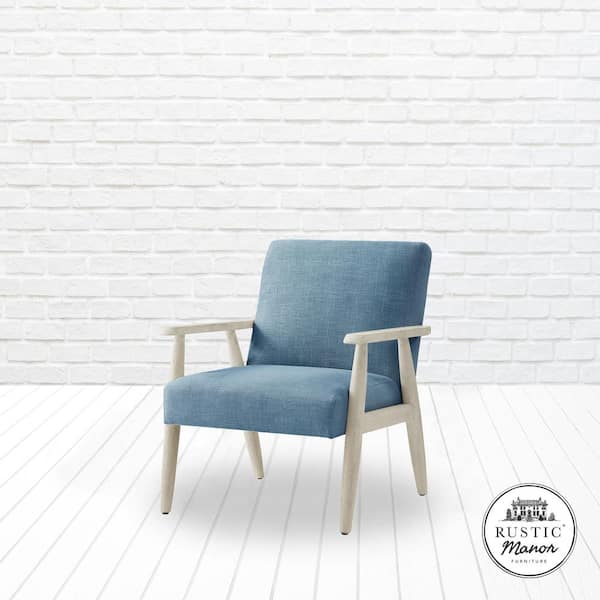 blue and cream armchair