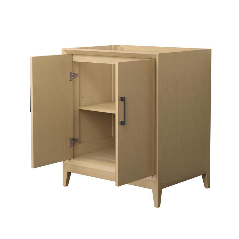 Janna 30" Freestanding Single Bathroom Vanity in White Oak with Matte Black Trim