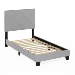 Skylar Gray Wood/Polyester Frame Twin Platform Bed with Geometric Design
