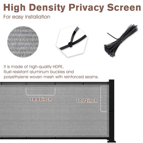 Angel Sar 3'x10' Brown-Grey Polyethylene Balcony Privacy Screen Fence, Chain Link Fabric Roll UV Protection Shield for Balcony