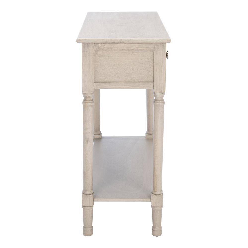 Josie Elegantly Carved Greige Wood & Metal 40'' Console Table with Storage