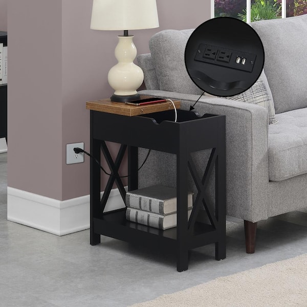 Flip top end table deals with charging station