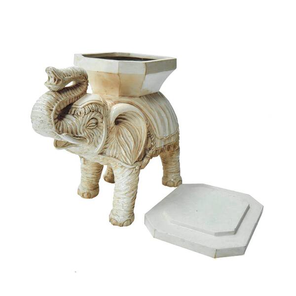MPG 23 in. L x 11.5 in. W White Composite Elephant Table or Planter