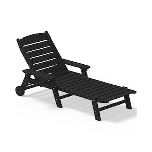 HDPE Black Adjustable Outdoor Lounge Chair(1-Pack)