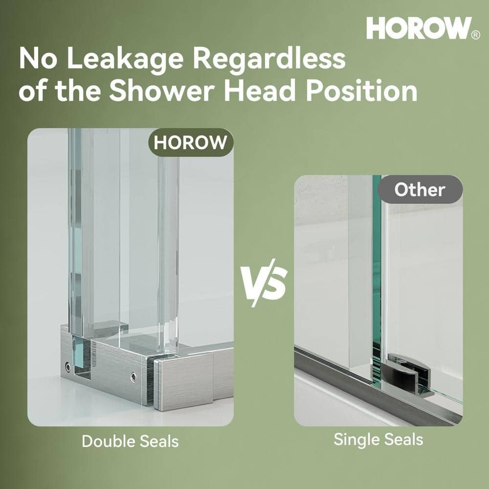 60" Frameless Clear Glass Sliding Shower Door with Brushed Nickel Finish