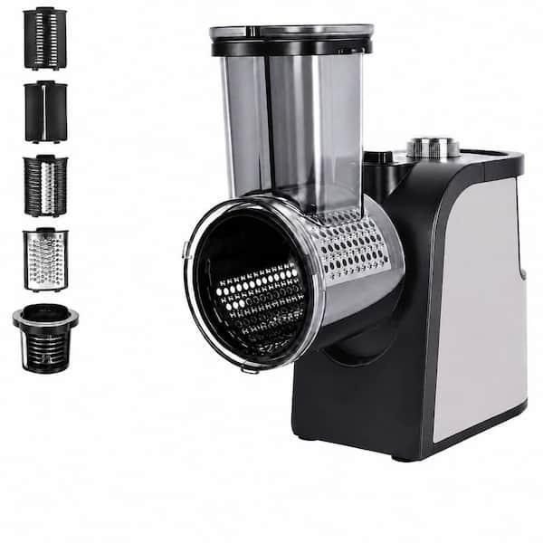 250W Electric Cheese Grater and Food Dicer, 5-in-1 Automatic Salad Maker with Stainless Steel Blades
