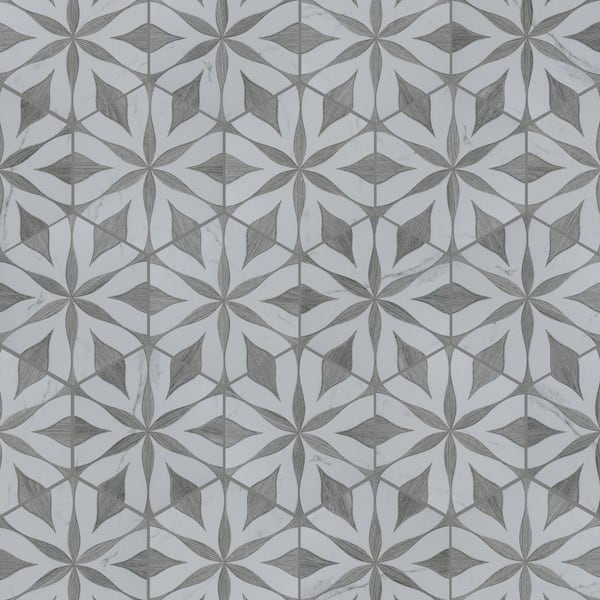 Llama Flower Loire Silver Smoke 8-5/8 in. x 9-7/8 in. Porcelain Floor and Wall Tile (11.5 sq. ft./Case)