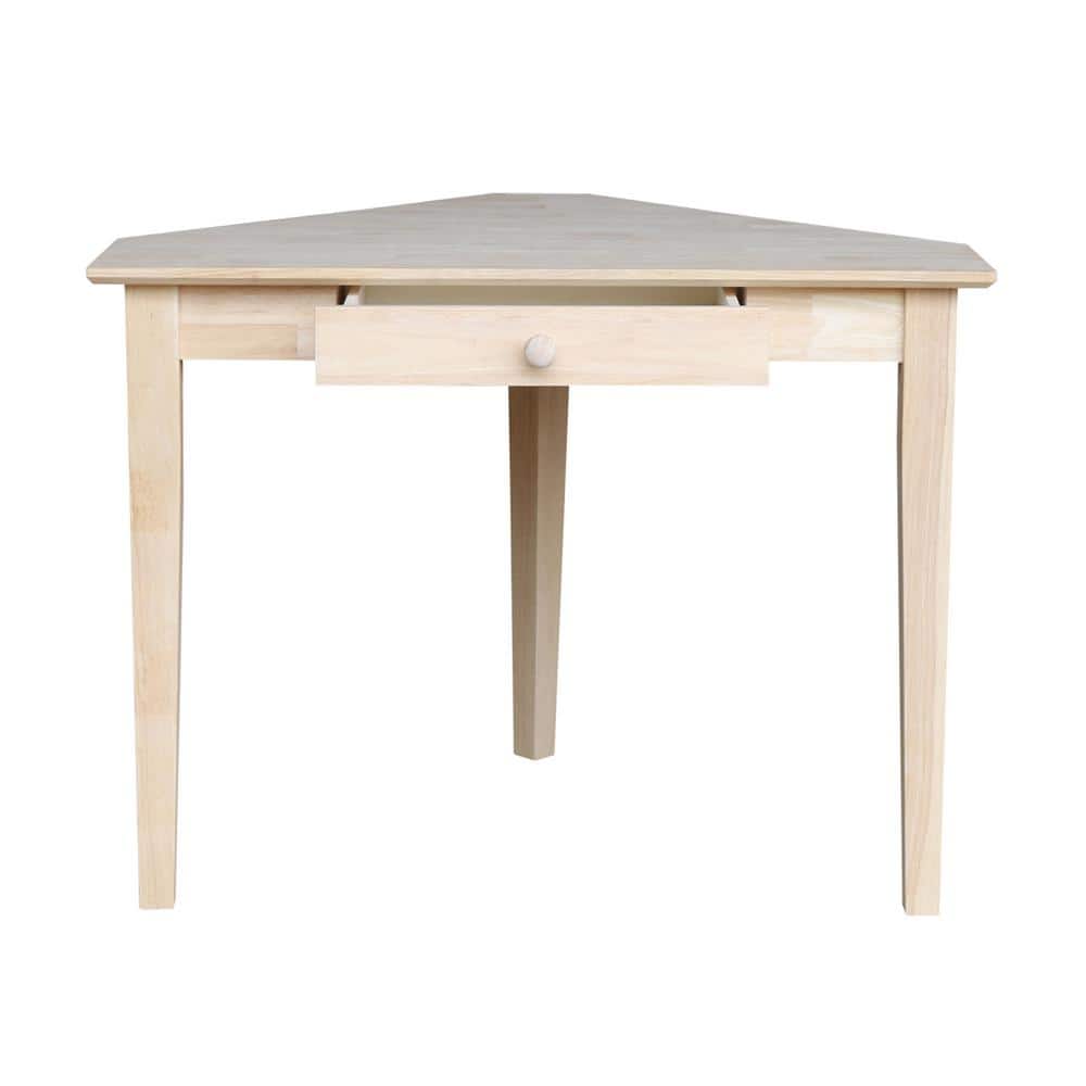 Unfinished Natural Wood Corner Desk with Drawer