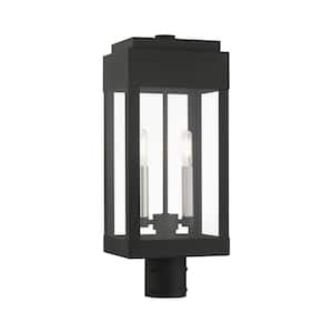 Ardenwood 20 in. 2-Light Black Cast Brass Hardwired Outdoor Rust Resistant Post Light with No Bulbs Included