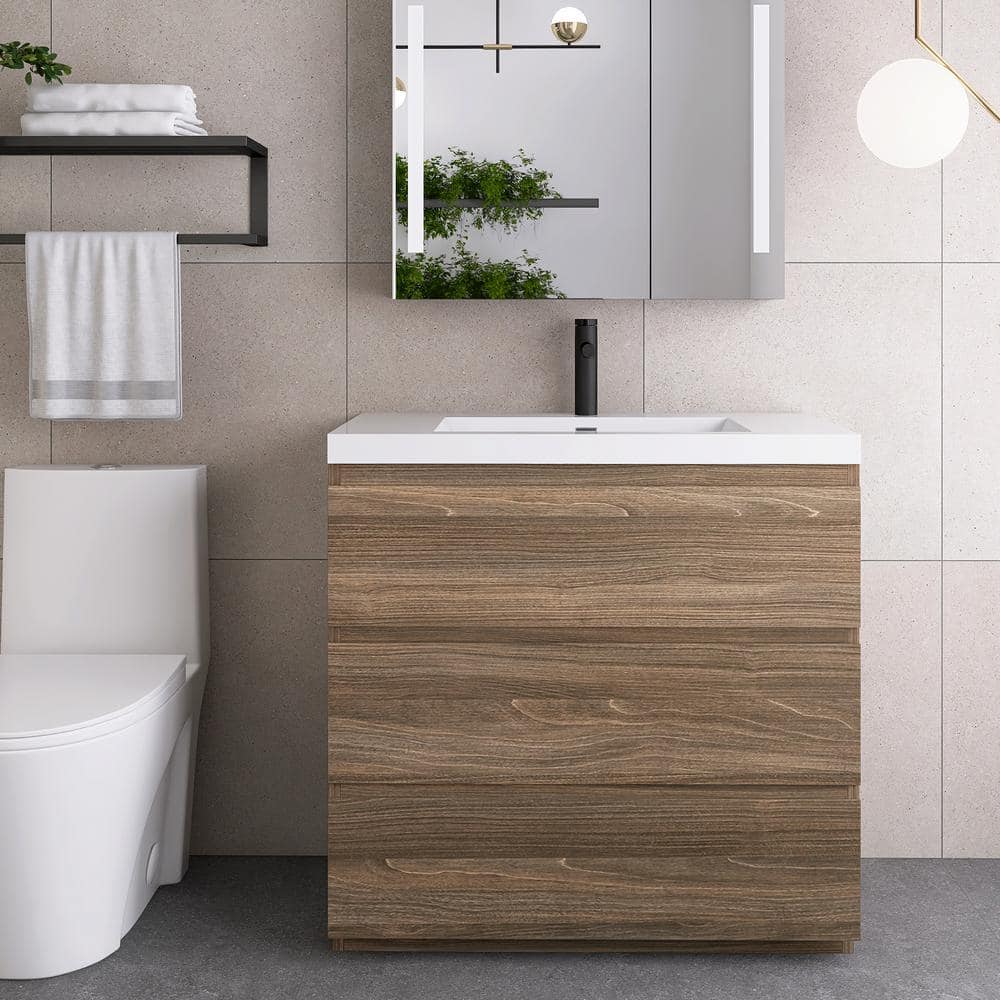 36 in. W x 20 in. D x 34 in. H Freestanding Bathroom Vanity in Maple Grey w