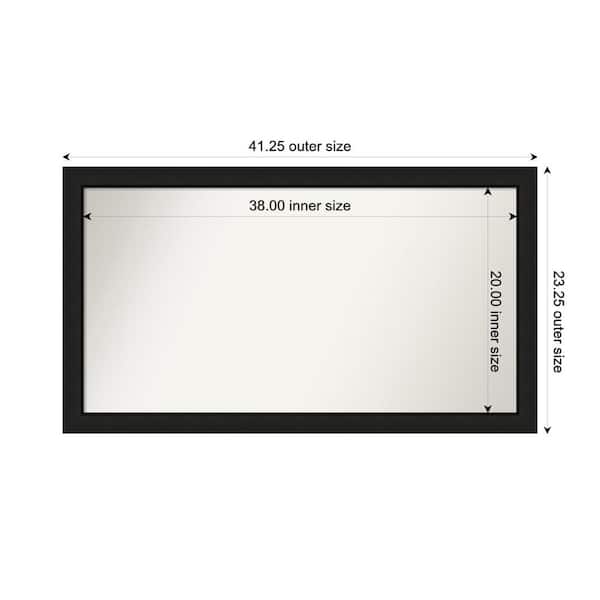 Amanti Art Midnight Black Narrow 41.25 in. x 23.25 in. Custom Non-Beveled Wood FramedBathroom Vanity Wall Mirror