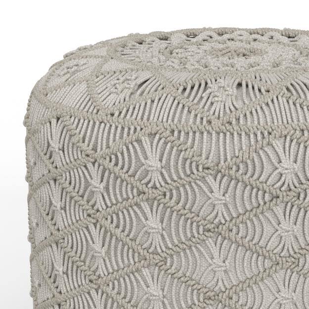 Coates Contemporary Cloud Grey Cotton Round Pouf