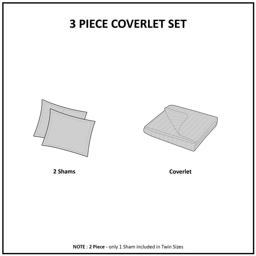 White Full Microfiber Reversible Scalloped Edge Quilt Set