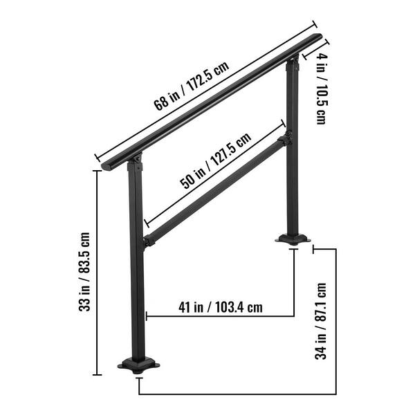 ZALNVEY 54" Stainless Steel Stair Handrail Kit - 1.65" Round Tube, 36" Height, For Indoor/Outdoor Steps