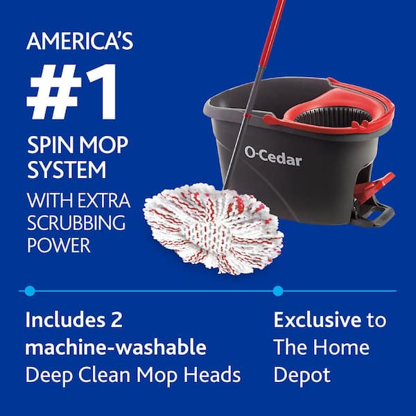EasyWring Deep Clean Microfiber Spin Mop w/ Bucket System, 1 Machine Washable Mop Head Refill (The Home Depot Exclusive)