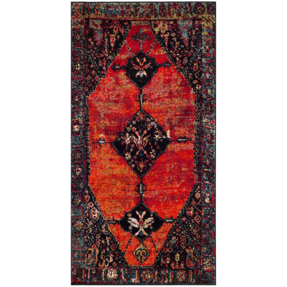 SAFAVIEH Vintage Hamadan Orange/Multi Doormat 3 ft. x 5 ft. Border Area ...