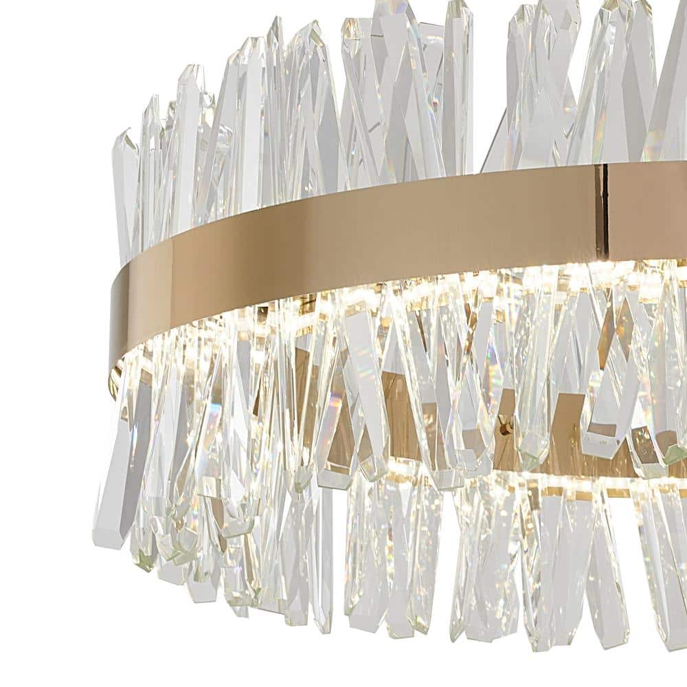 Bethel 32" Gold Metal LED Chandelier with Clear Crystal Accents