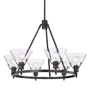 Orwell 6-Light Matte Black Modern Chandelier with Clear Glass Shades